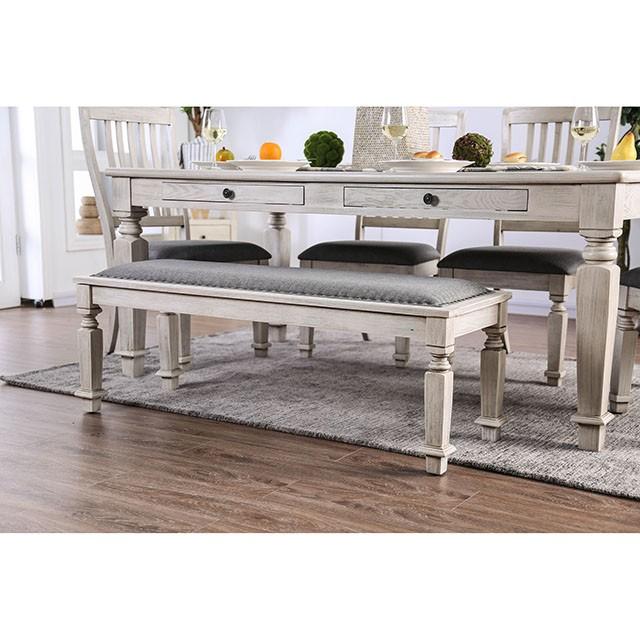 Georgia Antique White/Gray Bench - California Furniture (Coachella, CA)