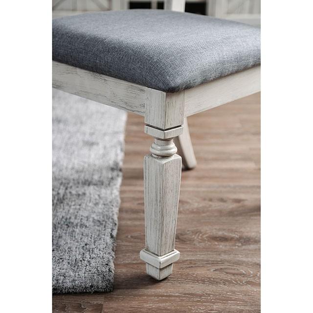Georgia Antique White/Gray Bench - California Furniture (Coachella, CA)