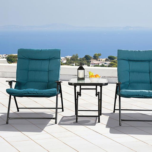 Bastia 3 Pc. Conversation Set Teal & Beige - California Furniture (Coachella, CA)