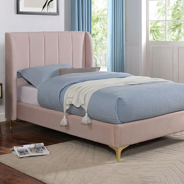 PEARL Full, Queen, & Twin Bed, Light Pink - California Furniture (Coachella, CA)