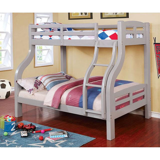 SOLPINE Gray & Oak Twin/Full Bunk Bed - California Furniture (Coachella, CA)