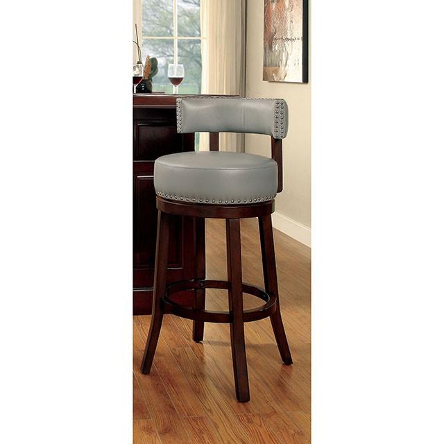 SHIRLEY Dark Oak/Gray 29" Bar Stool - California Furniture (Coachella, CA)
