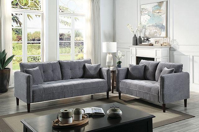 LYNDA Loveseat w/ Pillows, Dark Gray - California Furniture (Coachella, CA)