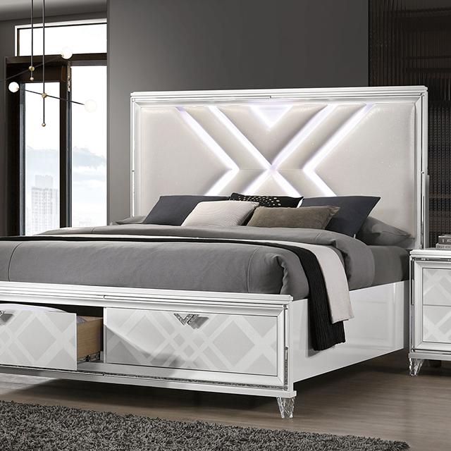 Emmeline Bed Silver & White - California Furniture (Coachella, CA)
