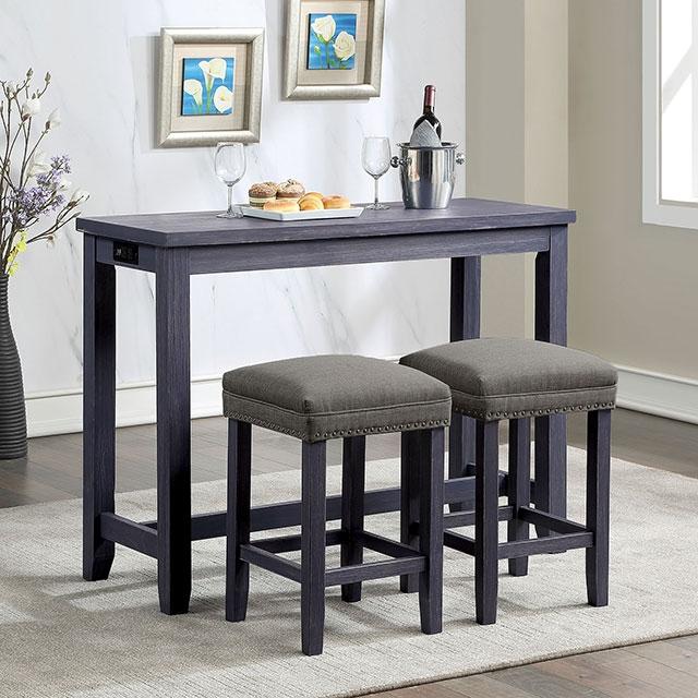 CAERLEON 3 Pc. Counter Ht. Table Set, Blue - California Furniture (Coachella, CA)