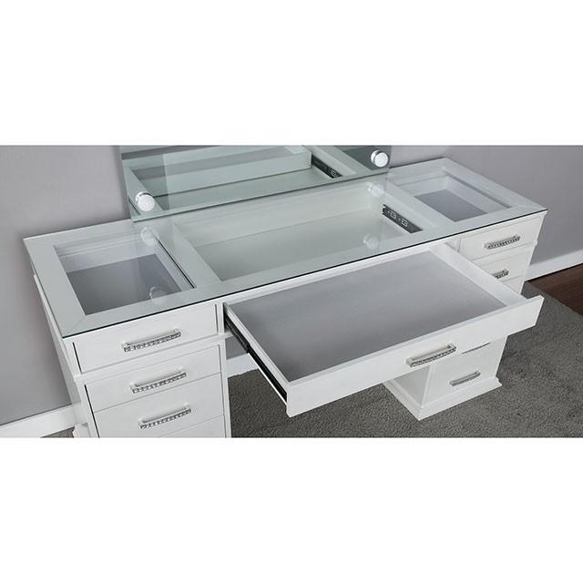 Valentina Vanity Set White & Dark Gray - California Furniture (Coachella, CA)