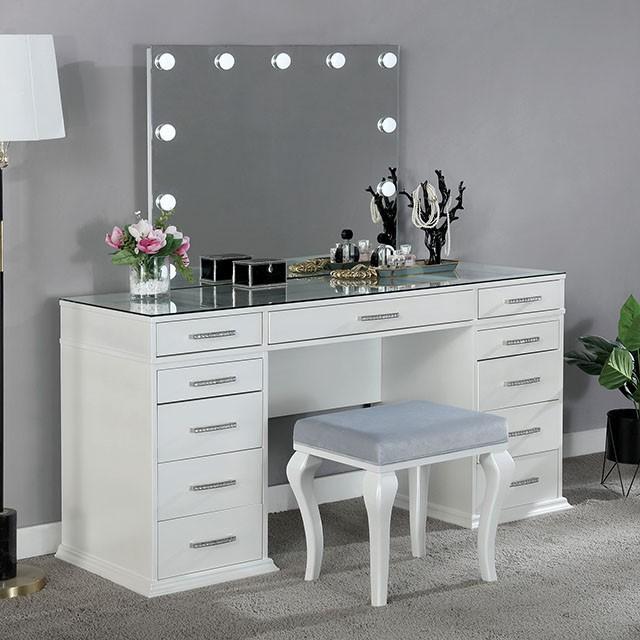 Valentina Vanity Set White & Dark Gray - California Furniture (Coachella, CA)