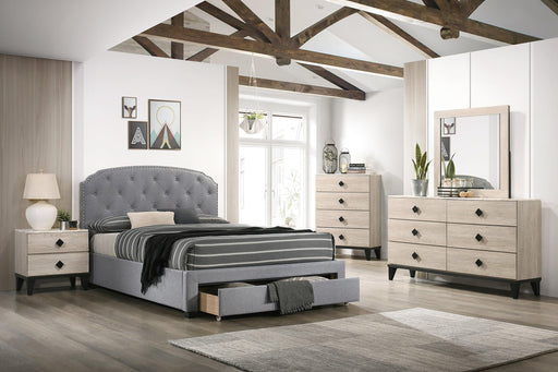 Liihcc Queen Bed W/Drawer-Light Grey in Light Grey / Black - California Furniture (Coachella, CA)