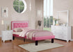 Chyuan Twin Bed/Pu-Pink in Pink / Espresso - California Furniture (Coachella, CA)