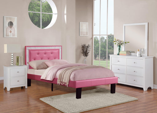 Chyuan Twin Bed/Pu-Pink in Pink / Espresso - California Furniture (Coachella, CA)