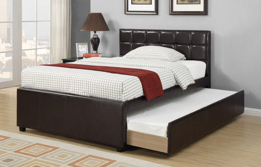 Liihcc Twin Bed W/Trundle Squ Tufted Headboard Espresso in Brown / Na - California Furniture (Coachella, CA)