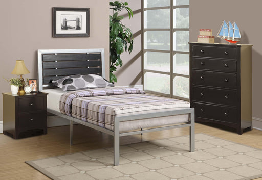 Hsmart Twin Bed Black Wood Panel Headboard Silver Frame in Silver - California Furniture (Coachella, CA)