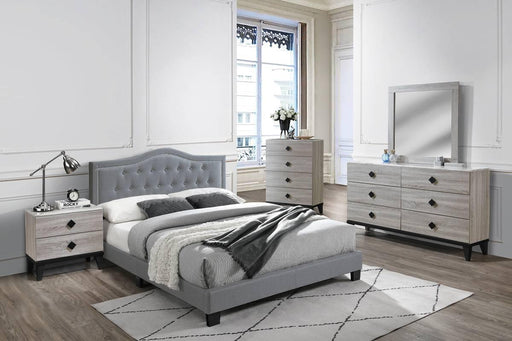 Chyuan Queen Bed/Grey Velvet in Grey / Black - California Furniture (Coachella, CA)