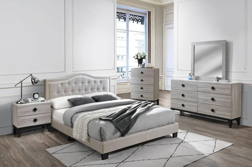 Chyuan Queen Bed/Light Brown Burplap in Light Brown / Black - California Furniture (Coachella, CA)
