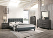 Chyuan Queen Bed/Charcoal Fabric in Charcoal/Espresso - California Furniture (Coachella, CA)