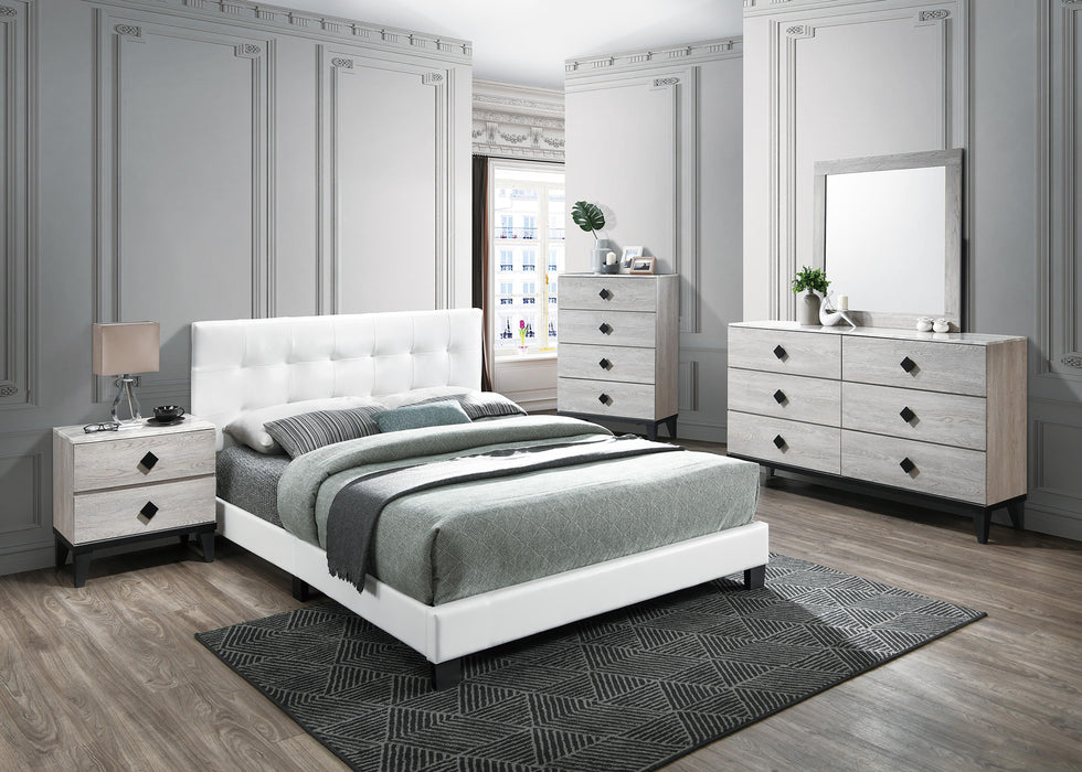 Chyuan Queen Bed/White Pu in White / Black - California Furniture (Coachella, CA)