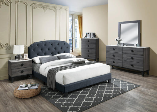 Chyuan Queen Bed/Charcole Burplap in Charcoal / Black - California Furniture (Coachella, CA)