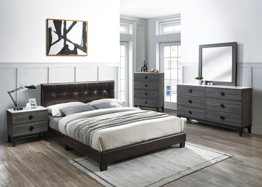 Chyuan Queen Bed/Brown Pu in Brown / Black - California Furniture (Coachella, CA)