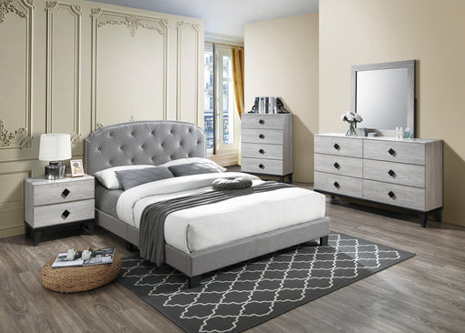 Chyuan Queen Bed/Light Grey Burplap in Light Grey / Black - California Furniture (Coachella, CA)