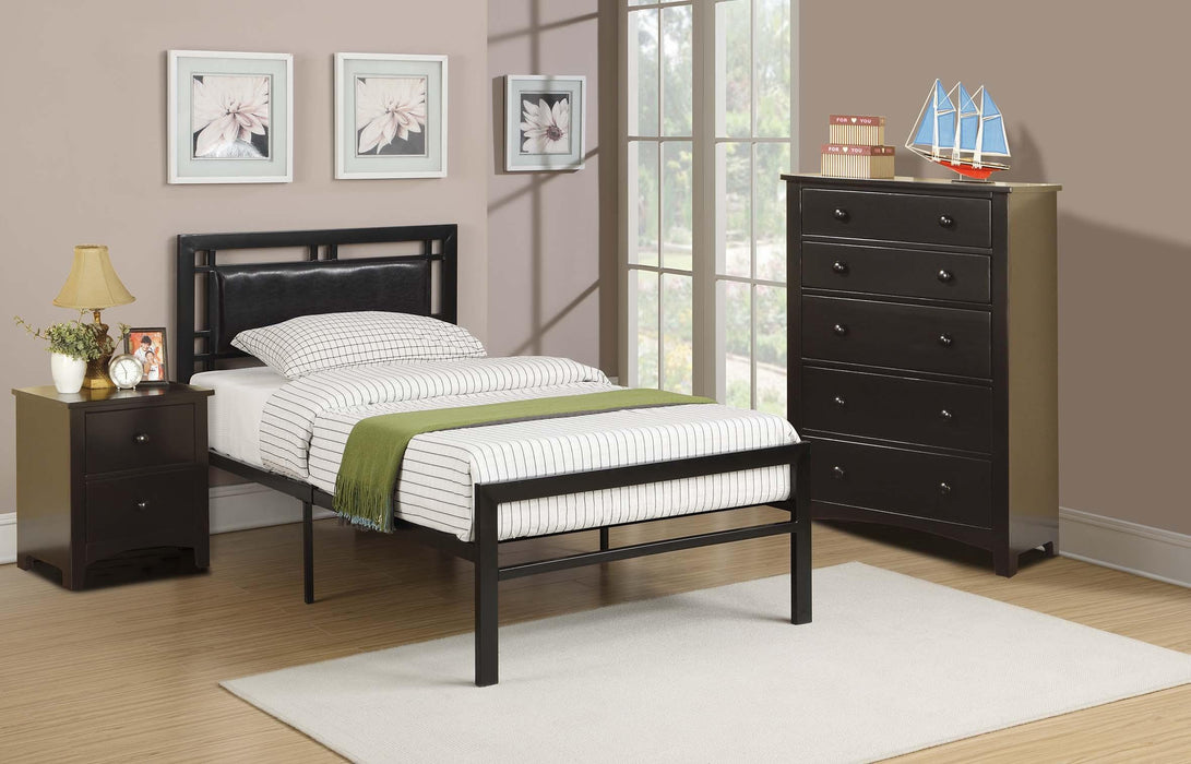 Hsmart Twin Bed Black Pu Headboard Black Metal Frame in Black - California Furniture (Coachella, CA)
