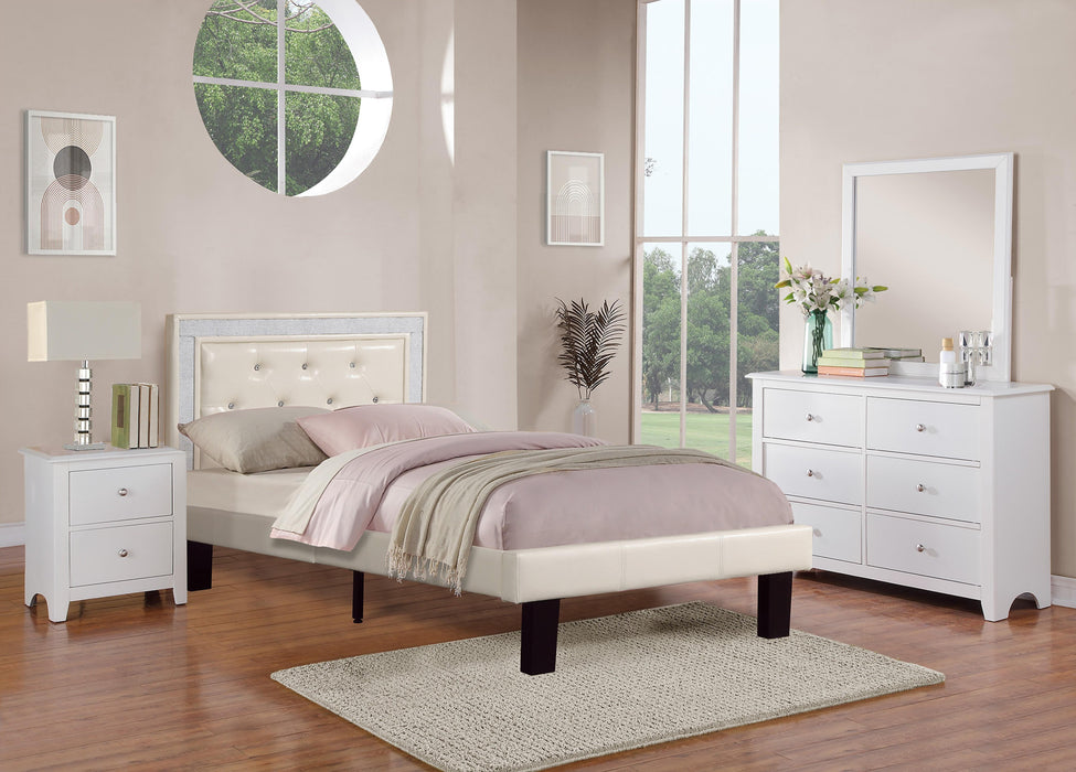 Chyuan Twin Bed/Pu-Light Bone in Cream/Espresso - California Furniture (Coachella, CA)