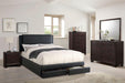 Liihcc E.King Bed/Black Pu in Black / Black - California Furniture (Coachella, CA)