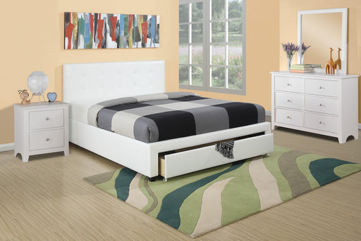 Liihcc Queen Bed W/Drawer-Pu White in White / Black - California Furniture (Coachella, CA)