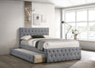 Liihcc Twin Bed W/Trundle-Light Grey Burlap in Light Grey / Na - California Furniture (Coachella, CA)