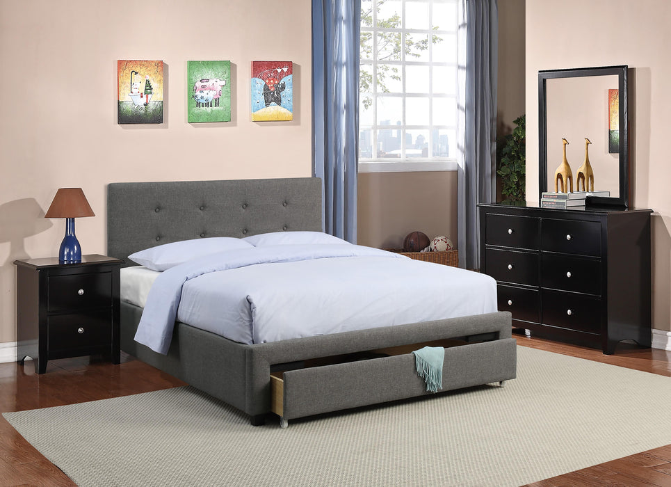 Liihcc Queen Bed W/Drawer in Grey / Black - California Furniture (Coachella, CA)