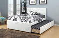 Liihcc Twin Bed W/Trundle Squ Tufted Headboard White in White / Na - California Furniture (Coachella, CA)