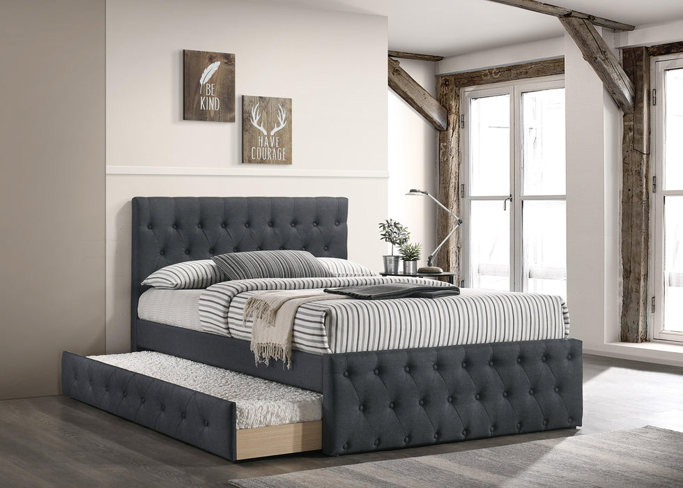 Liihcc Twin Bed W/Trundle-Charcoal Burlap in Charcoal / Na - California Furniture (Coachella, CA)