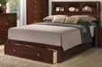 Liihfd Queen Bed W. Storage Headboard/Footboard in Brown Cherry - California Furniture (Coachella, CA)