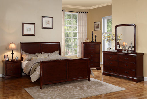 Vfvnco Queen Louis Phillippe Bed - Cherry in Cherry - California Furniture (Coachella, CA)
