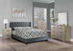 Vphong Full Bed/Nailhead Trim/Fabric-Blue Grey in Blue Grey / Espresso - California Furniture (Coachella, CA)