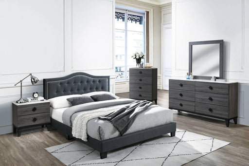 Chyuan Queen Bed/Charcoal Burplap in Charcoal / Black - California Furniture (Coachella, CA)