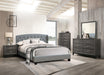Vphong Queen Bed/Grey Fabric in Grey / Espresso - California Furniture (Coachella, CA)