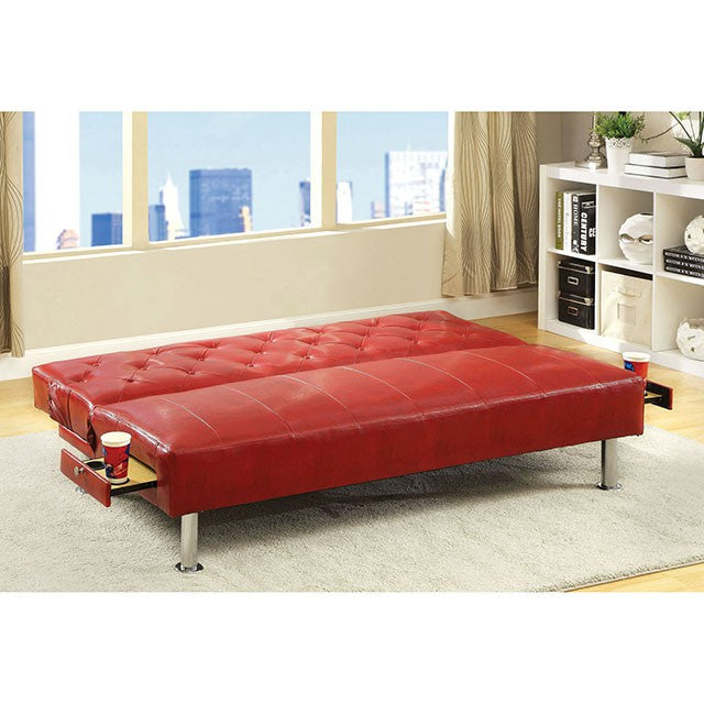 Farel Futon Sofa Red & White - California Furniture (Coachella, CA)