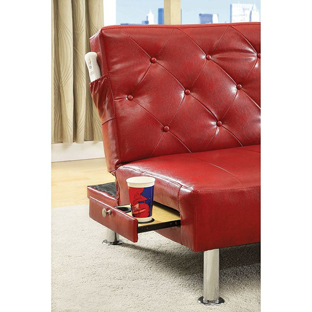 Farel Futon Sofa Red & White - California Furniture (Coachella, CA)