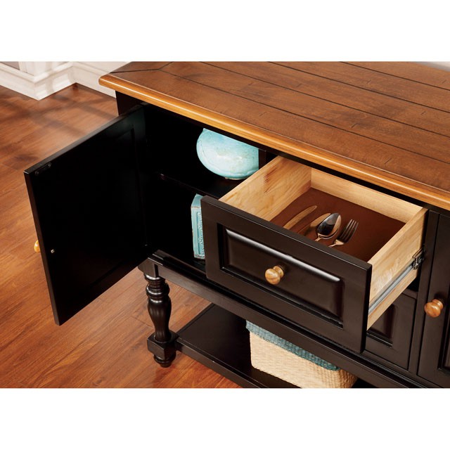 MAYVILLE Black/Antique Oak Server - California Furniture (Coachella, CA)