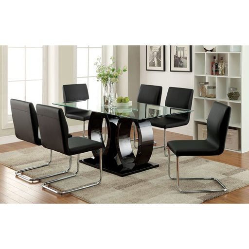 Lodia 7 Pc Dining Table Set Black - California Furniture (Coachella, CA)
