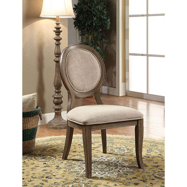 Kathryn Rustic Dark Oak/Beige Side Chair (2/CTN) - California Furniture (Coachella, CA)