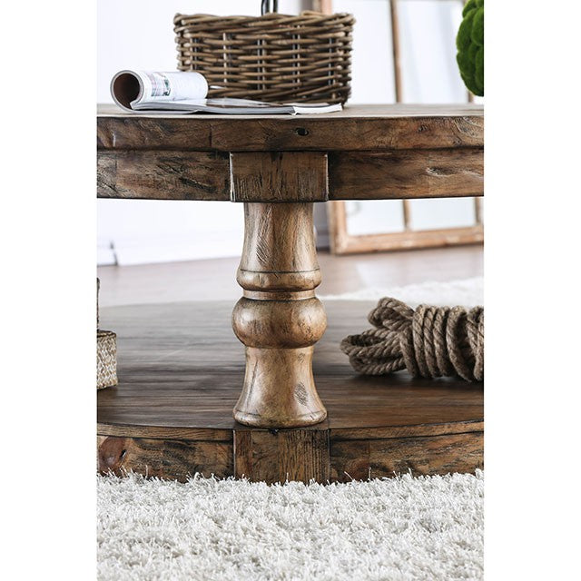 Mika Antique Oak End Table - California Furniture (Coachella, CA)