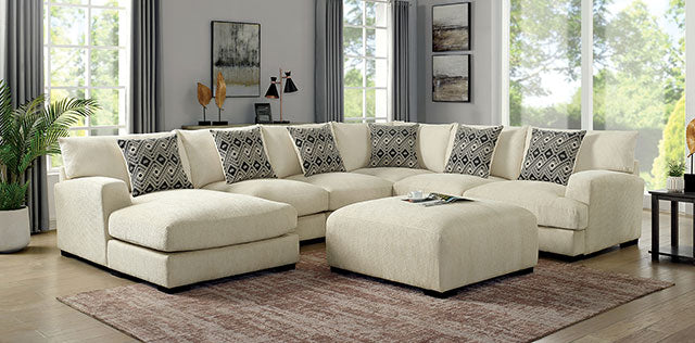 Kaylee U-Sectional w/ Left Chaise + Ottoman Beige - California Furniture (Coachella, CA)