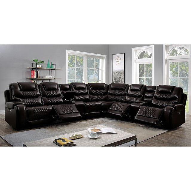 Mariah Power Sectional w/ Recliner Brown - California Furniture (Coachella, CA)