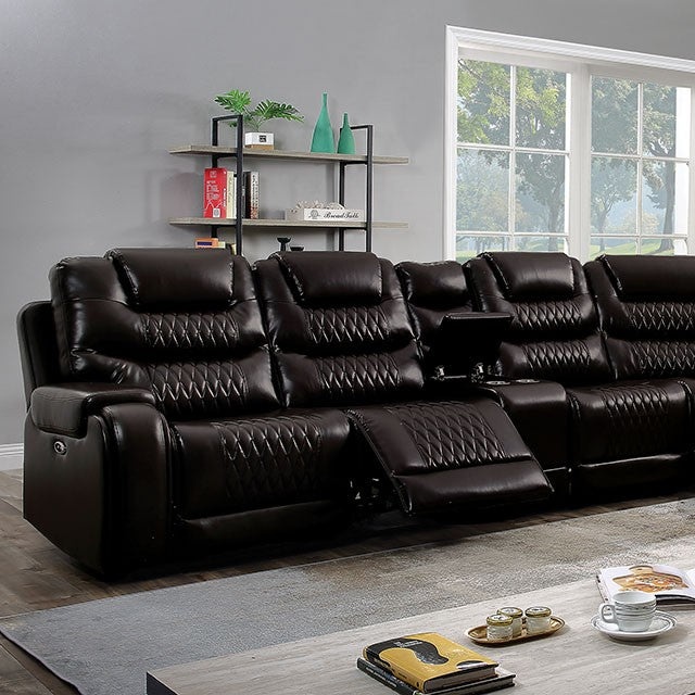 Mariah Power Sectional w/ Recliner Brown - California Furniture (Coachella, CA)