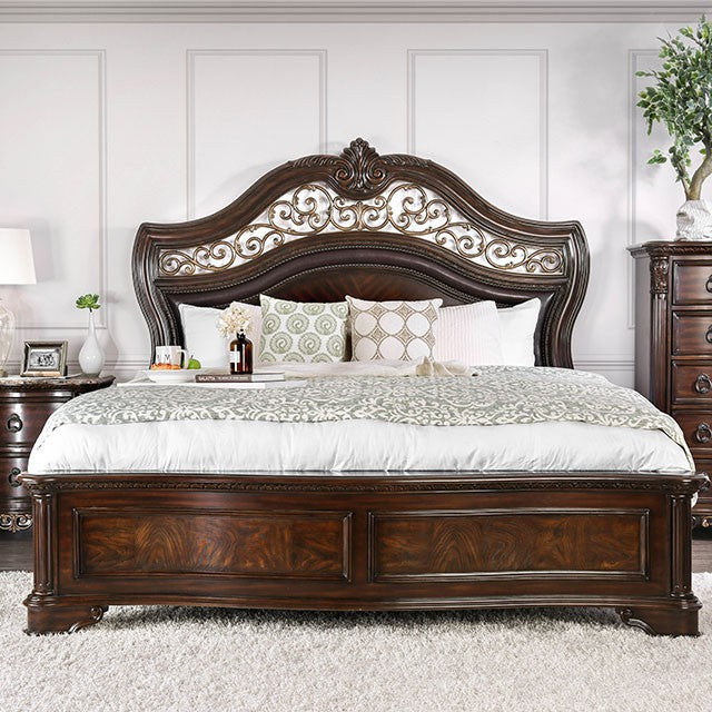 Menodora Brown Cherry Cal.King, E.King, Queen Bed - California Furniture (Coachella, CA)