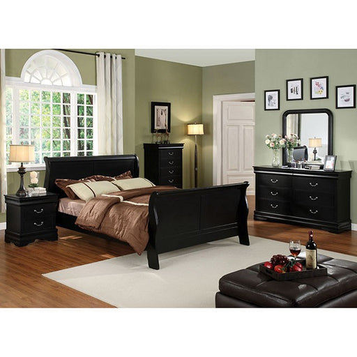 Louis Philippe Cal.King Bed Black & Grey - California Furniture (Coachella, CA)