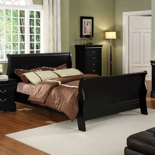 Louis Philippe Cal.King Bed Black & Grey - California Furniture (Coachella, CA)