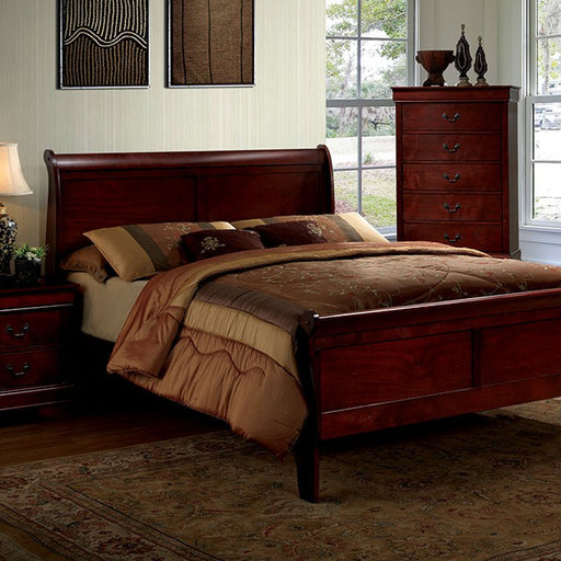 Louis Philippe Queen Bed Cherry - California Furniture (Coachella, CA)