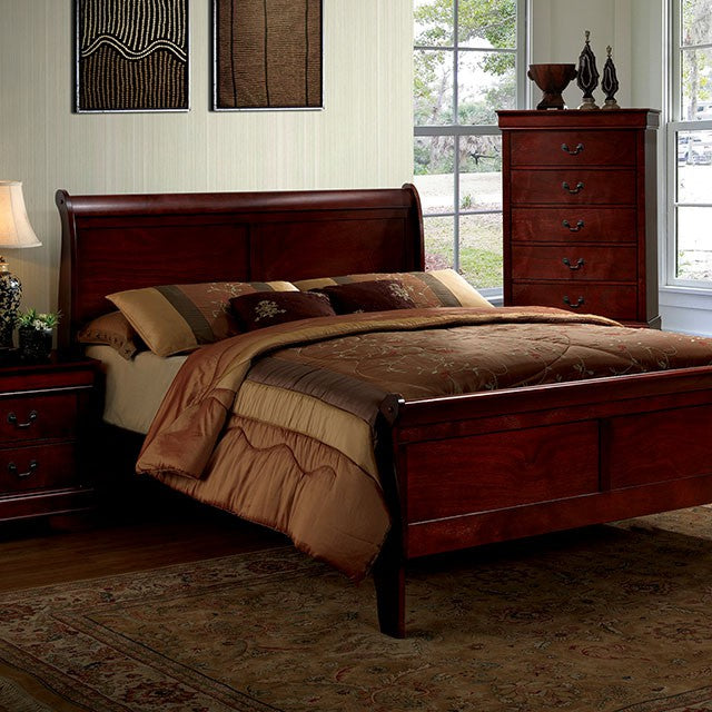 Louis Philippe Queen Bed Cherry - California Furniture (Coachella, CA)